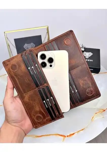 Hakiki Dana Derili Telefon Bölmeli Cüzdan Şıklık ve Fonksiyonelliğin Buluşması