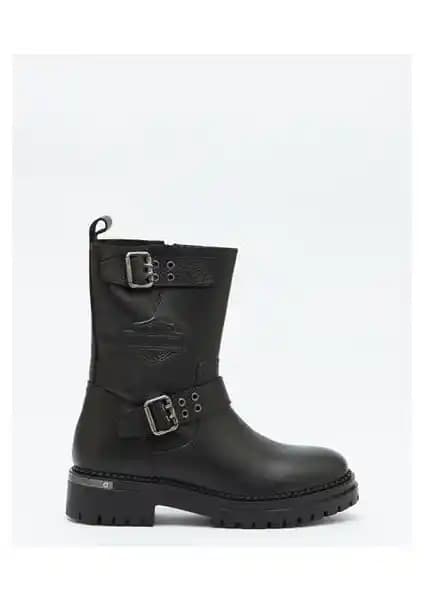 Harley Davidson Uptown Kaşın Siyah Deri Bot: Şık ve Dayanıklı Kadın Kış Ayakkabısı