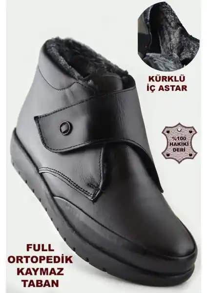 Ispartalılar 200 Ortopedik Taban İçli Kürklü Siyah Anne Botu Günlük Şıklık ve Konfor Sağlar