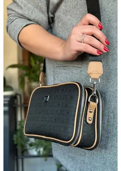 Just Polo Kadın Kahverengi 5 Bölmeli Uzun Askılı Omuz Çantası Şık ve Fonksiyonel Tasarım
