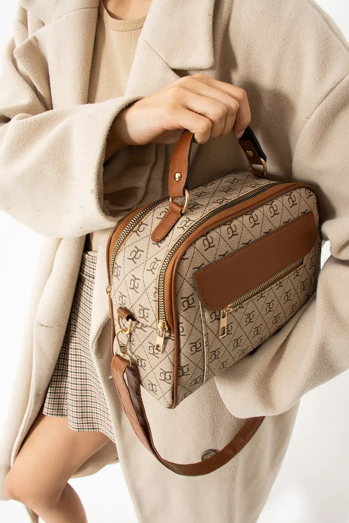 Kaya Bags Vizon Üç Gözlü Kadın Çantası Şık ve Sürdürülebilir Günlük Aksesuar