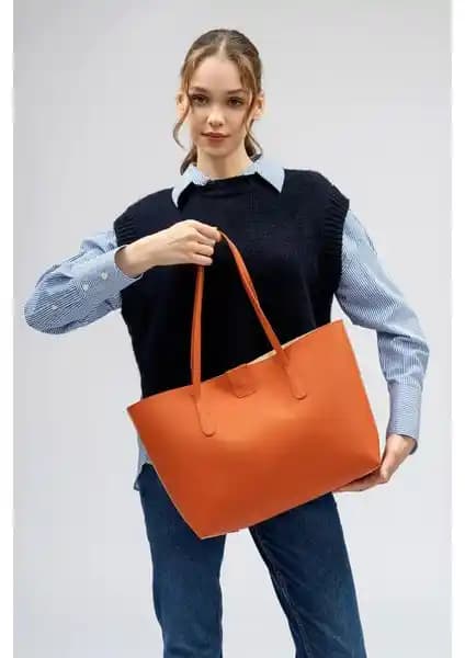 Lucky Bees Kadın Büyük Suni Deri Tote Çanta Günlük ve Şık Kullanım İçin Uygun