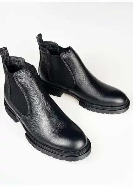 Lusive Siyah Erkek Kışlık Chelsea Bot: Dayanıklı ve Şık Kış Ayakkabısı