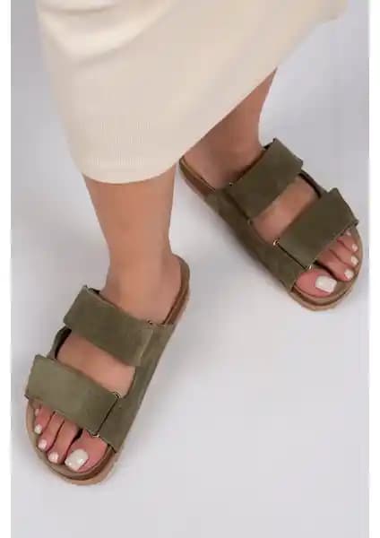 Manijero Vina Kadın Hakiki Deri Çağla Yeşili Şık ve Rahat Günlük Terlik Özellikleri