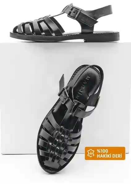 Marjin Hakiki Deri Sandalet Eva Taban Kesva: Şık ve Konforlu Yaz Ayakkabısı