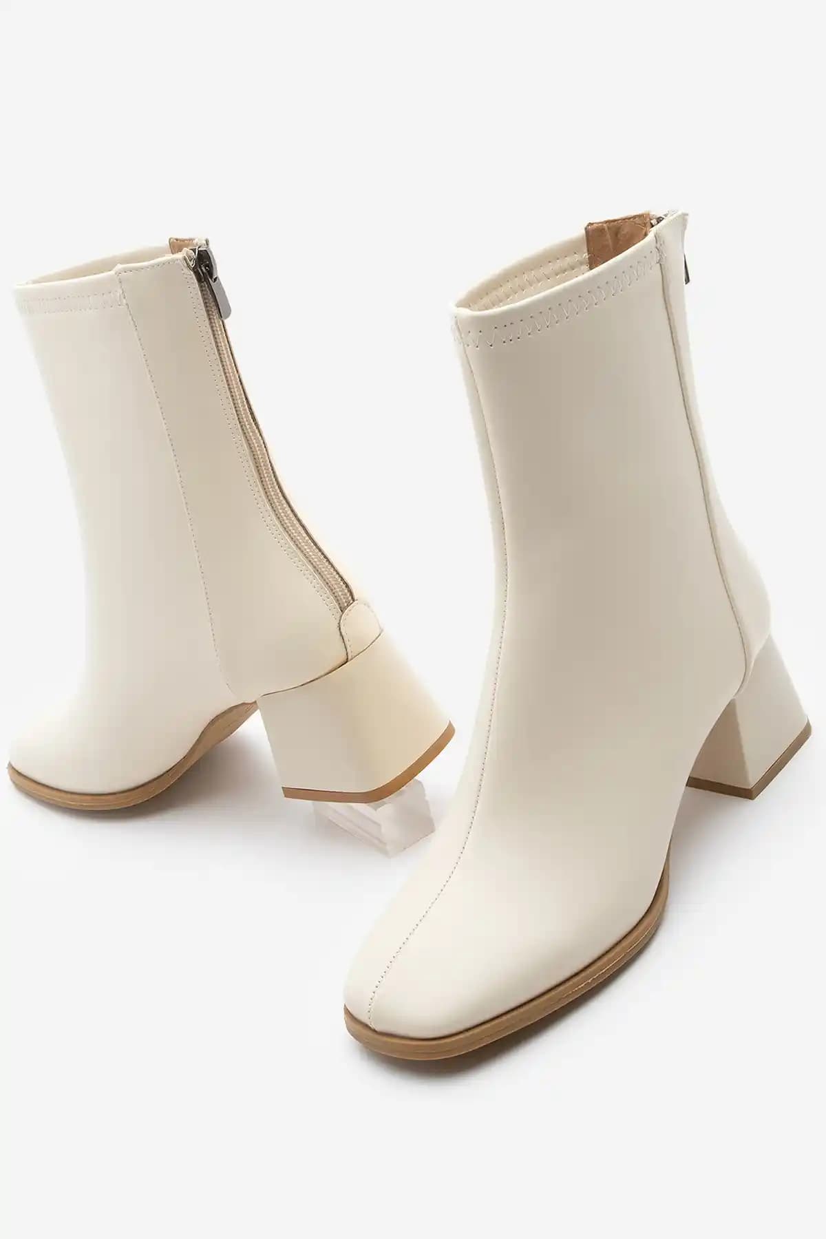 Marjin Kadın Topuklu Bot Nayi̇s Ekru: Şık ve Konforlu Kış Ayakkabısı