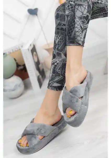 ModaFrato Smt-02 Çapraz Kadın Ev Terliği: Kış İçin Şık ve Rahat Tasarım