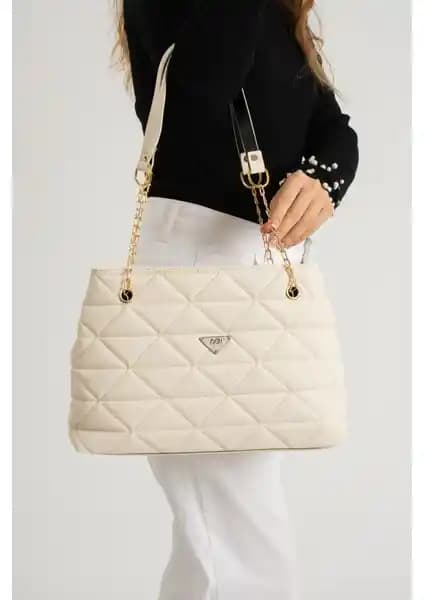 Nbi Bags Siyah Kapitone 3 Bölmeli Fermuar Kapama Zincir Askılı Kadın Çantası