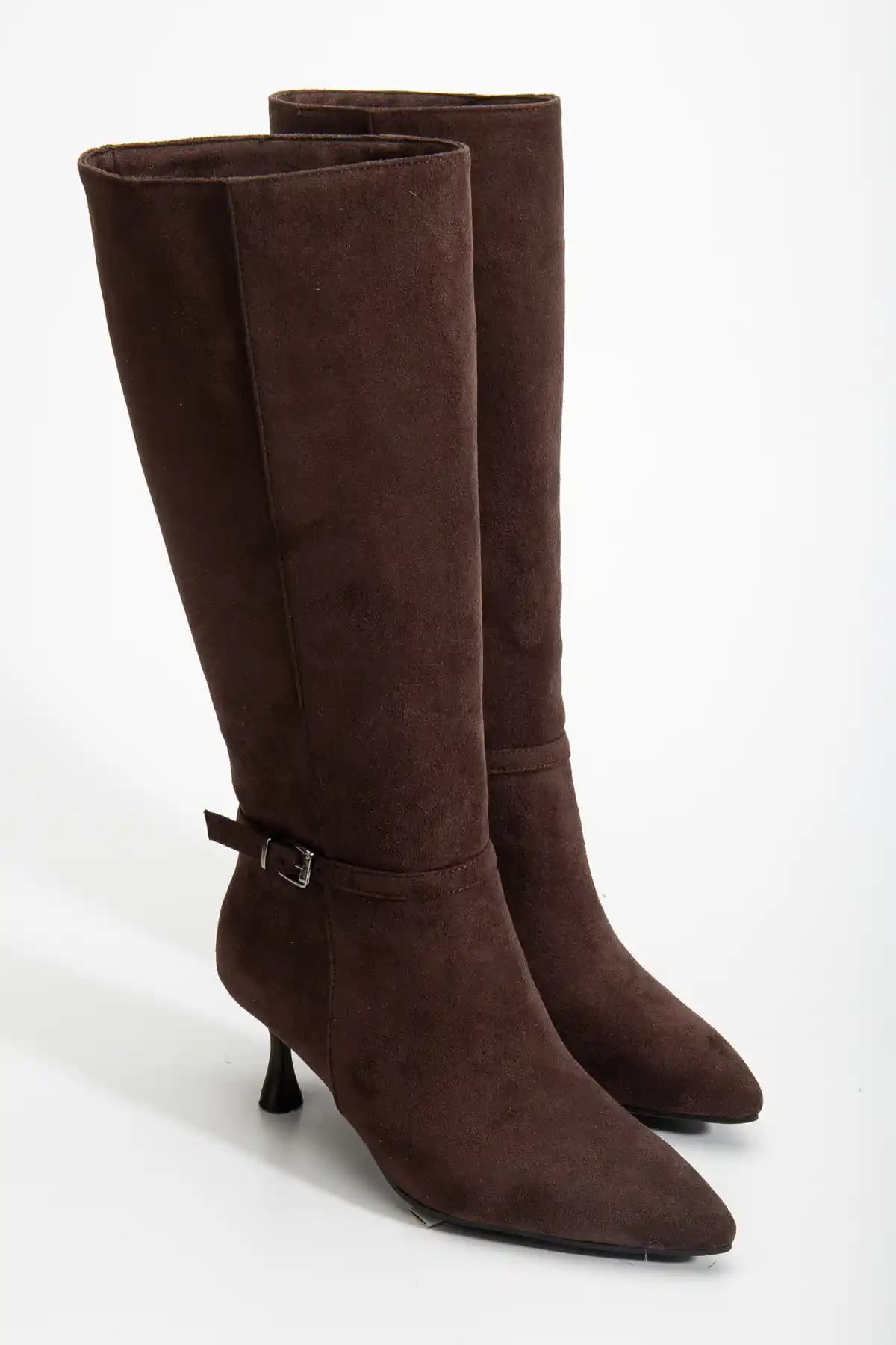 RİSSOLİ Kadın Acı Kahve Süet Sivri Burunlu İnce Topuklu Bot - Şıklık ve Konfor Bir Arada