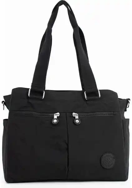 Sanmorris Kadın Büyük Boy Siyah Bölmeli Suya Dayanıklı Çanta Günlük Kullanım İçin Uygun