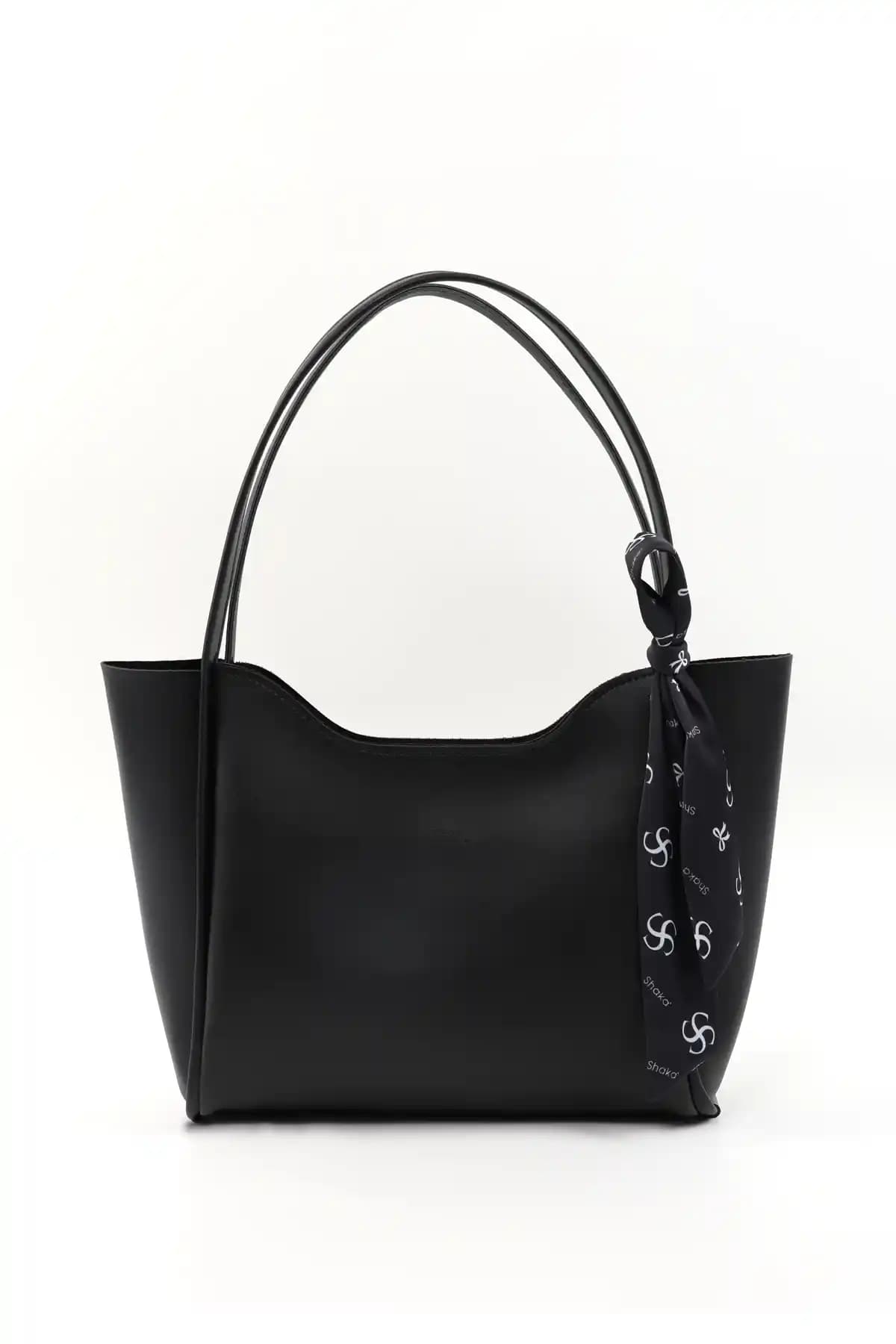 Shaka Siyah SHK240 Suni Deri Fermuarlı Günlük Çanta Şık ve Çok Yönlü Tasarım