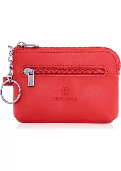 Trusador Milano Kırmızı Fermuarlı Mini Deri Cüzdan Günlük Kullanım ve Güvenlik İçin Mükemmel Seçenek