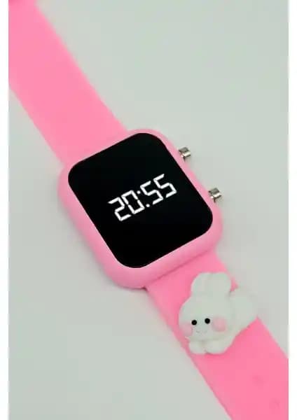 Tutkan Store Pembe Tavşan Figürlü Dijital Çocuk Kol Saati, Dayanıklı ve Sevimli Tasarım