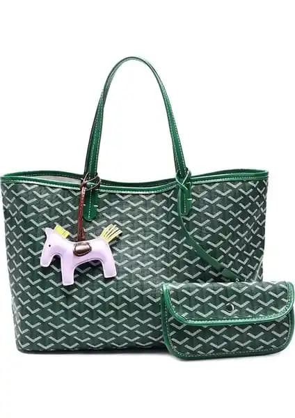 Weichuang Büyük Kapasiteli Yeşil Tote Kadın Çanta Modern ve Şık Tasarım