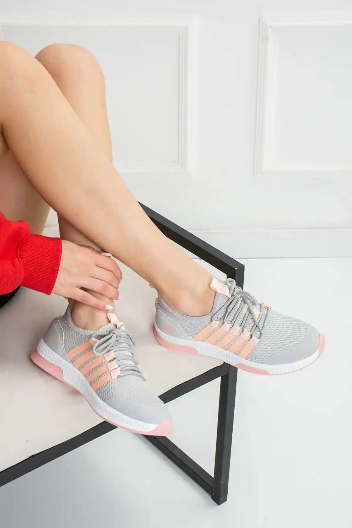 İnan Ayakkabı Unisex Insports Gri ve Pudra Günlük Hafif ve Konforlu Spor Ayakkabı