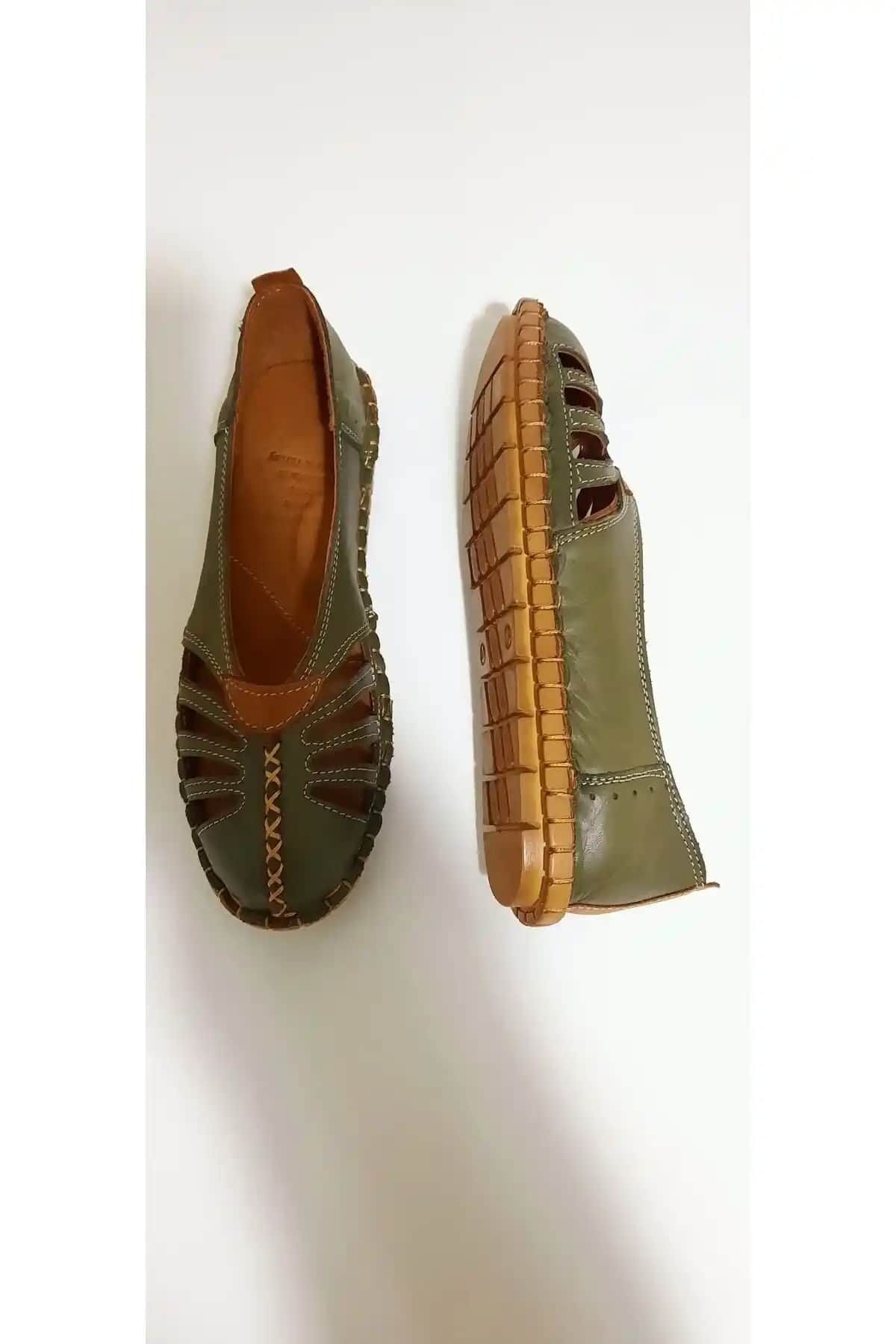 KAPAR Hakiki Deri Hakiki Deri Haki Renk Ortopedik Babet: Şıklık ve Konfor Bir Arada