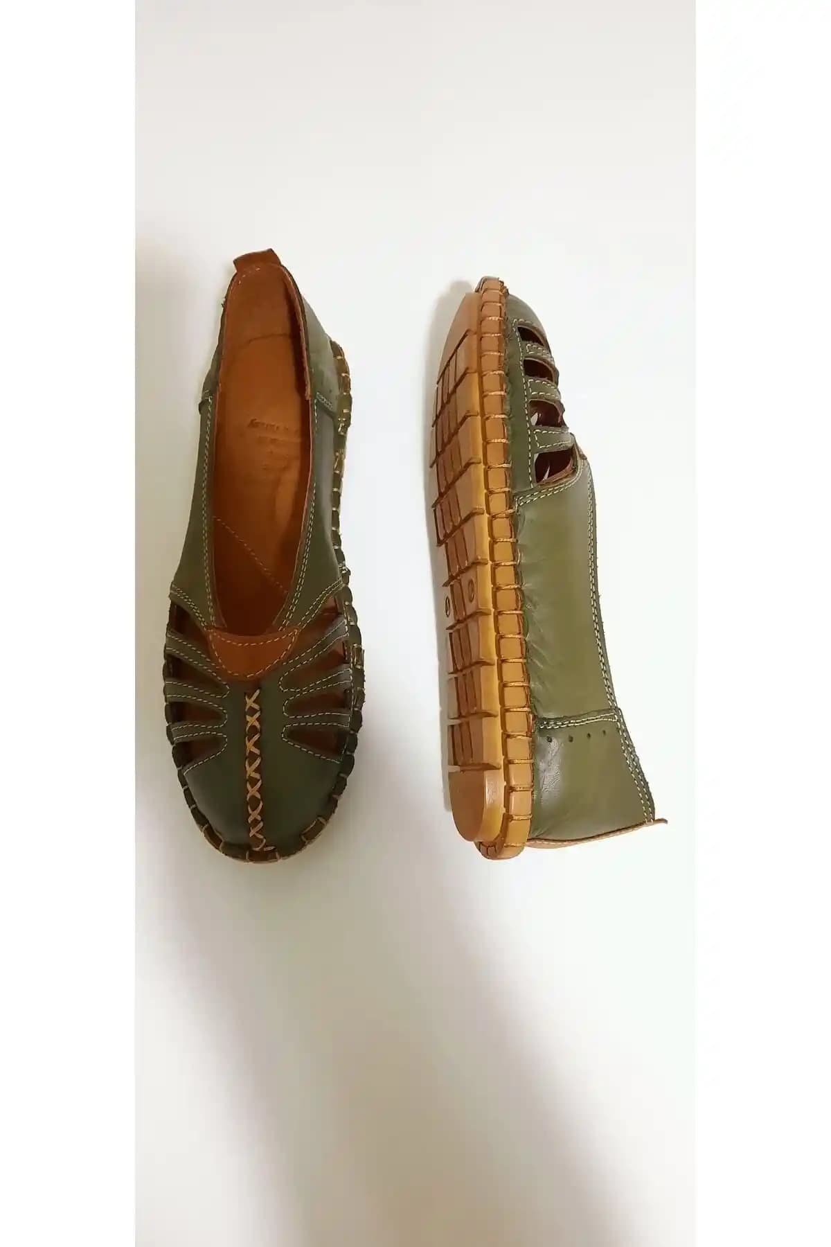 KAPAR Hakiki Deri Hakiki Deri Haki Renk Ortopedik Babet: Şıklık ve Konfor Bir Arada