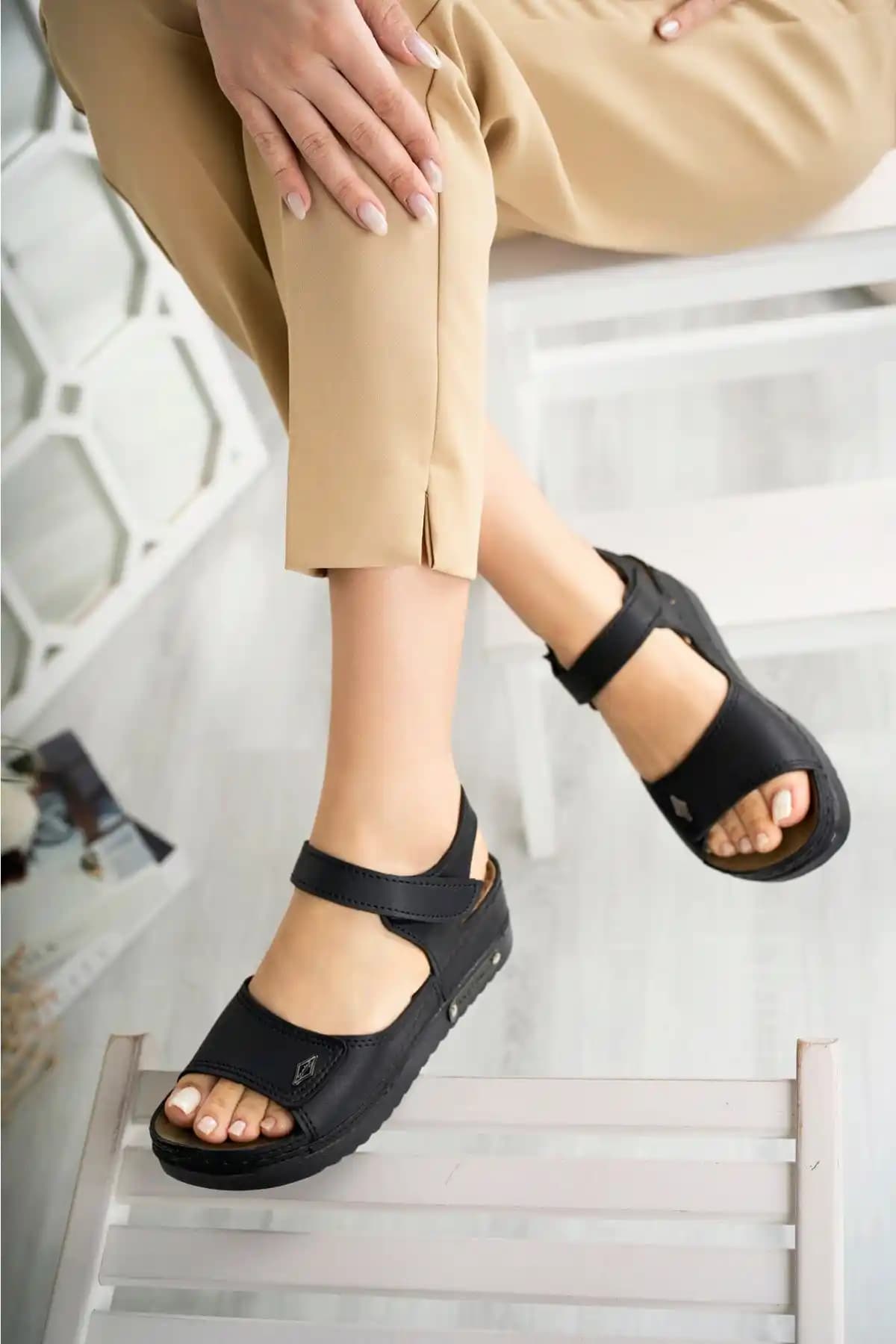 Khayt Mela Anatomik Ortopedik Kadın Sandaletleri Şık ve Rahat Günlük Kullanım