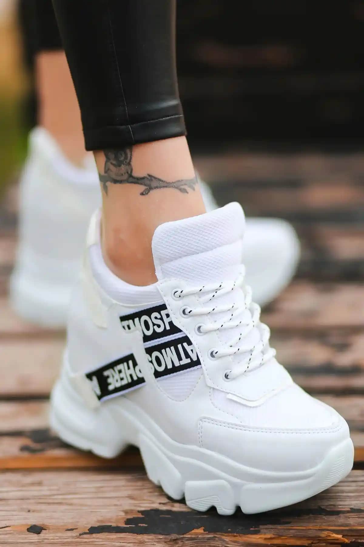 Leydi Shoes Frm-6000 Beyaz Gizli Topuklu Spor Ayakkabısı Günlük ve Şık Kullanım İçin