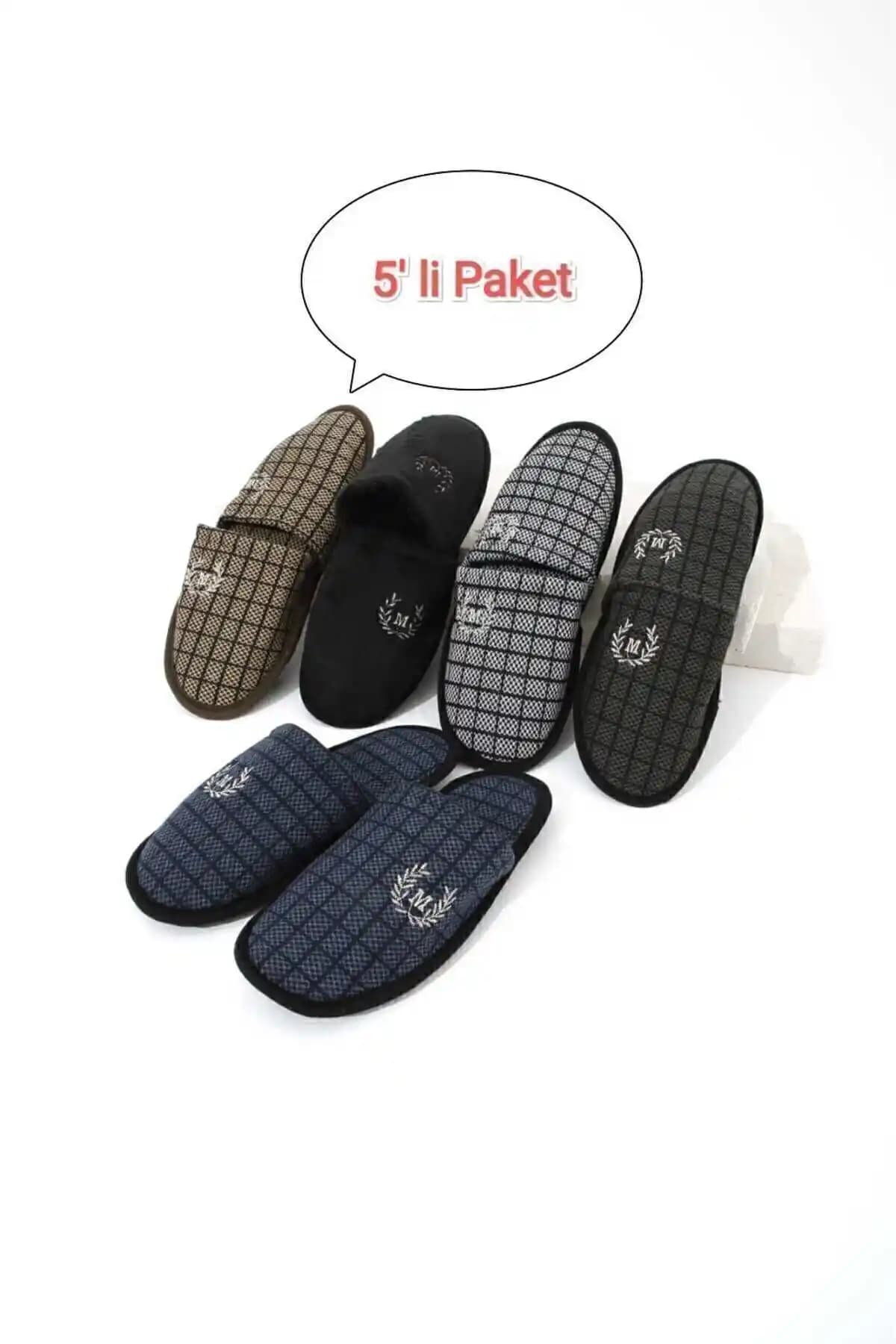 Moda Devrin 5'li Paket M Bedensel Kışlık Ev Terliği Şık ve Konforlu Tasarım