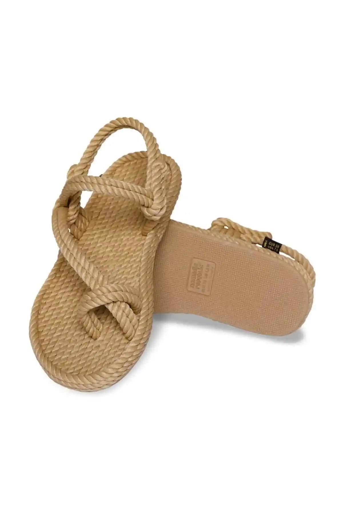 Nomadic Republic Hawaii Platform Kadın Halat Sandalet Bej Sürdürülebilir ve Rahat Tasarım
