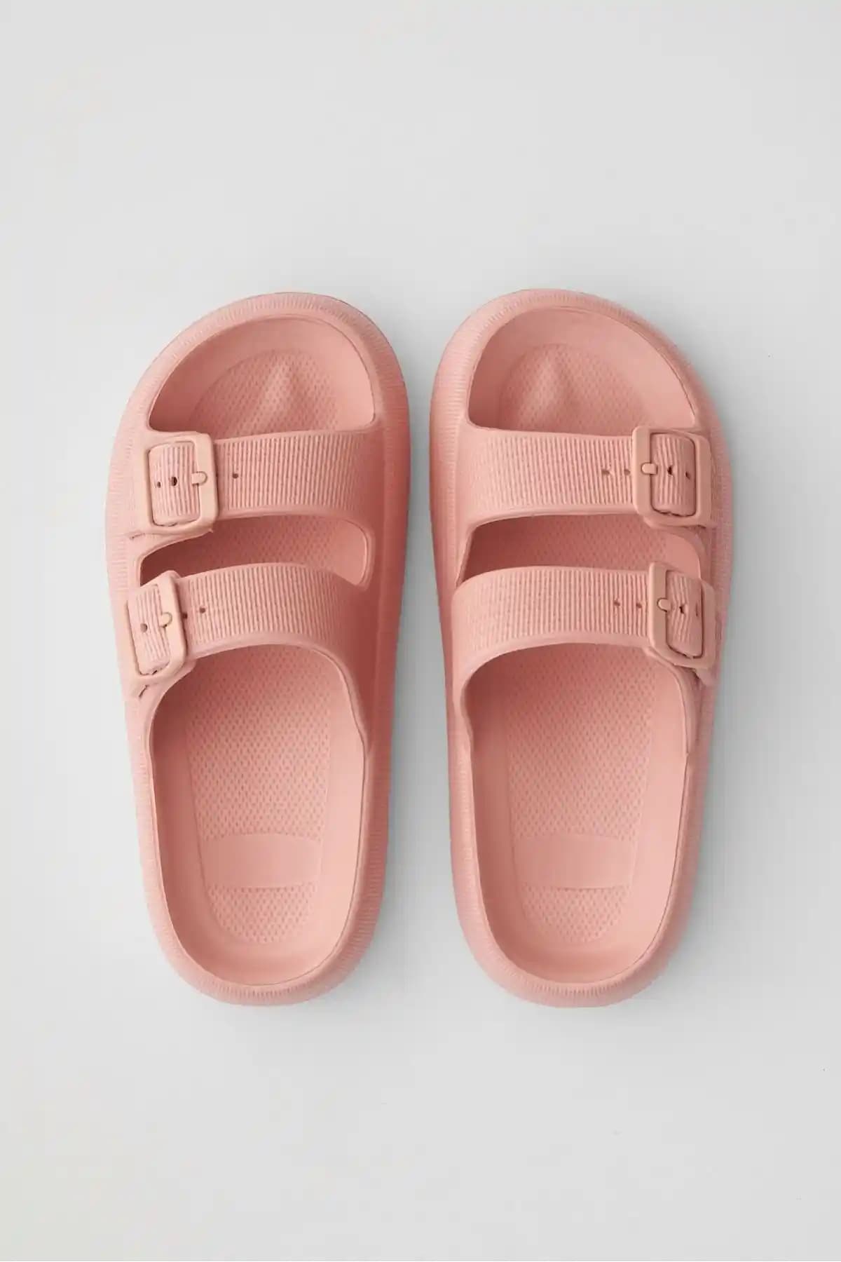 Ozyo Lily Pudra Çift Bant Eva Platform Terlik Günlük ve Plaj Kullanımı İçin Uygun