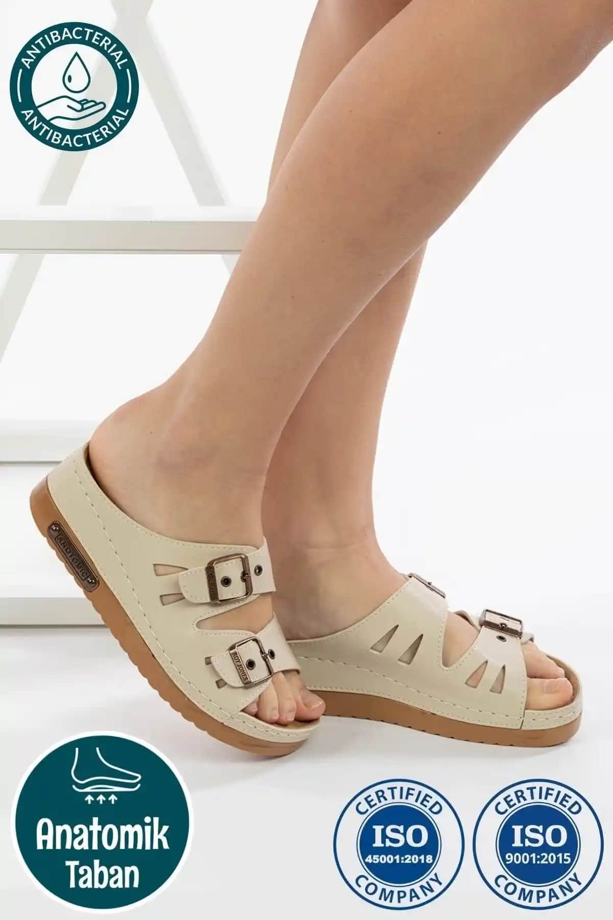 Roy Jones Kadın Ortopedik Anatomik Tabanlı Konfor Modeli Dış ve Ev İçi Rahat Terlikleri