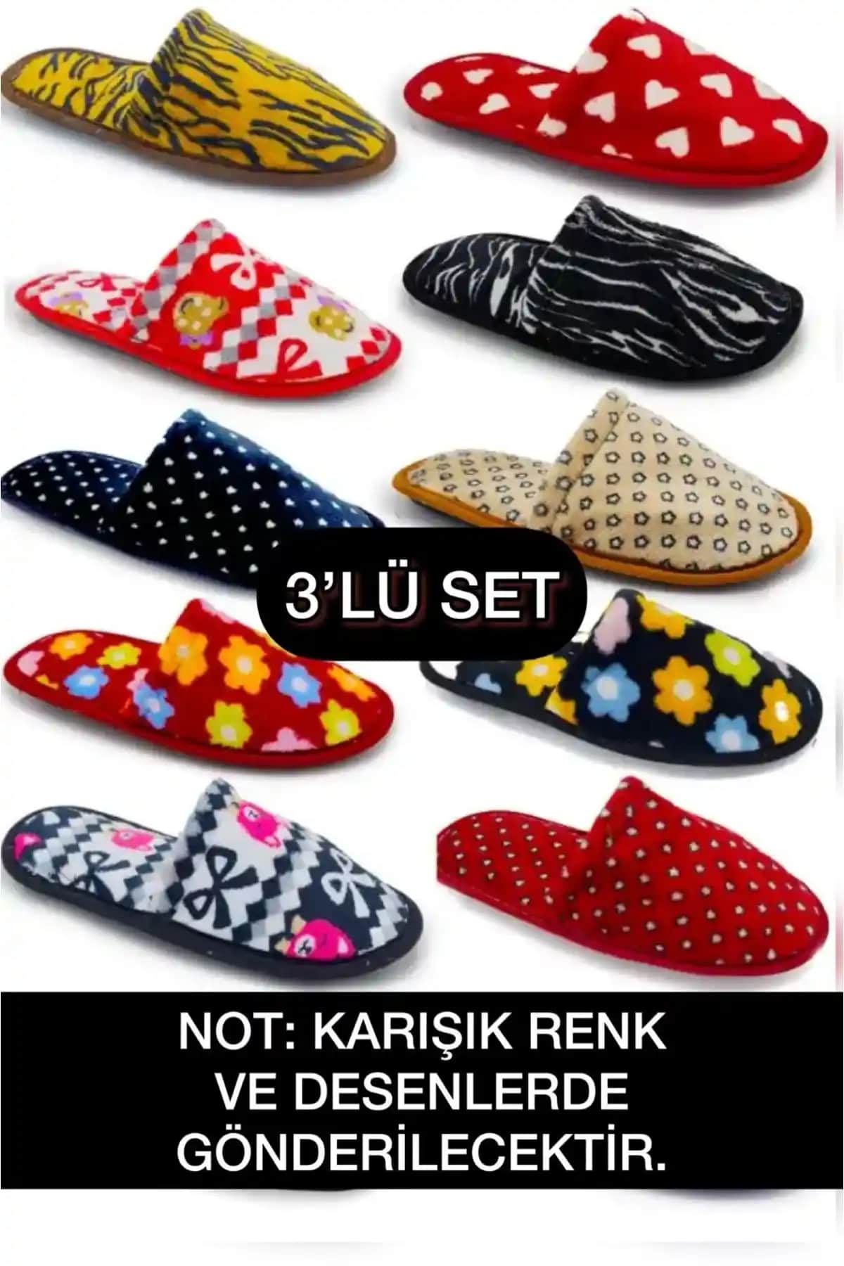 Terlikland 3'lü Kışlık Ev Terliği ve Çeyiz Bohça Seti Şık ve Rahat Tasarım