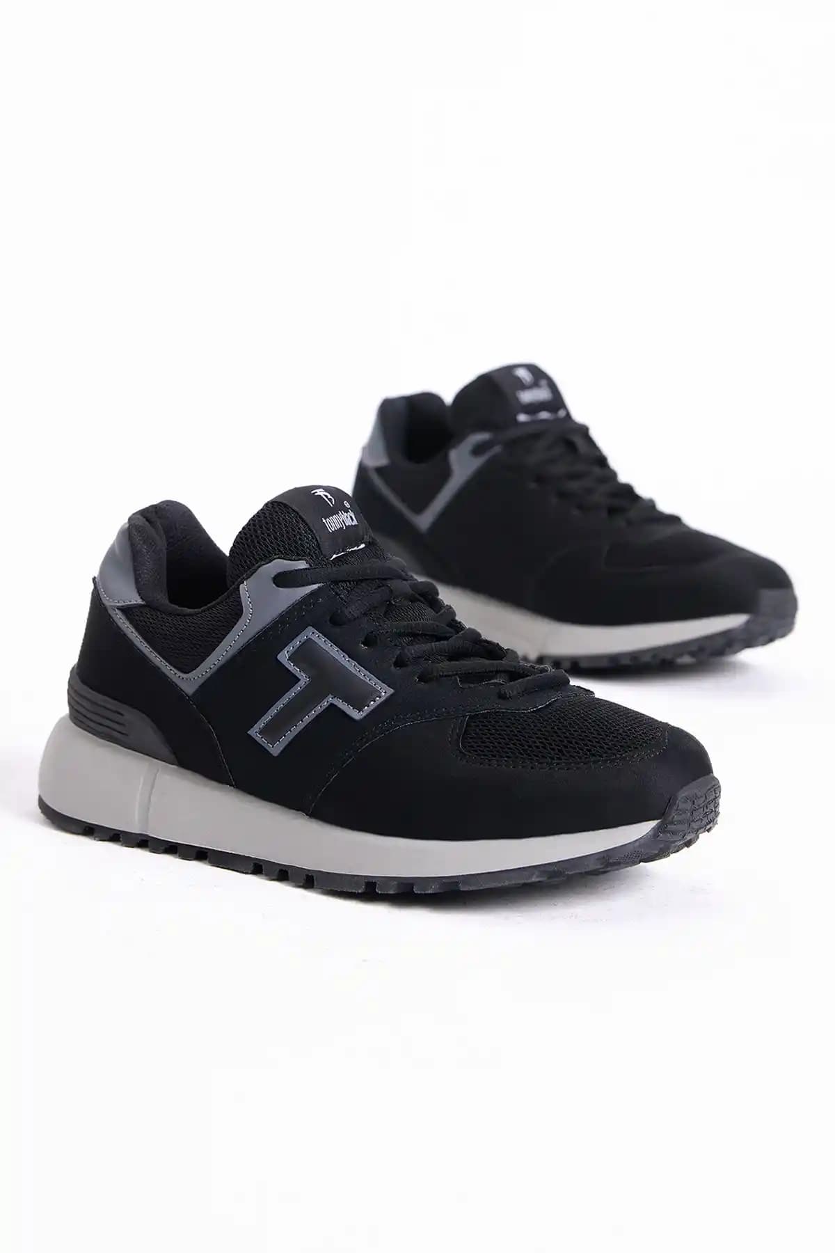 Tonny Black Siyah Unisex Kaymaz Eva Taban Bağcıklı Sneaker Günlük Kullanım İçin Uygun