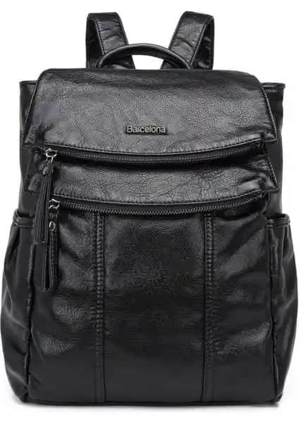 21K Barcelona Yıkama Deri Orta Boy Kadın Sırt Çantası Şık ve Dayanıklı Tasarım
