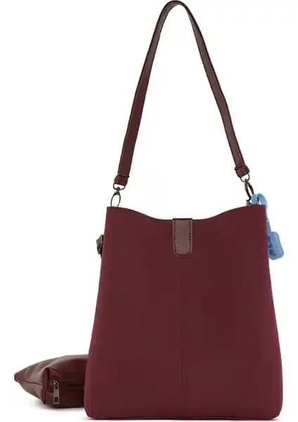 Bagmori Bordo Biritli Mıknatıslı Nubuk Çanta Günlük Kullanım için Şık ve Dayanıklı Tasarım