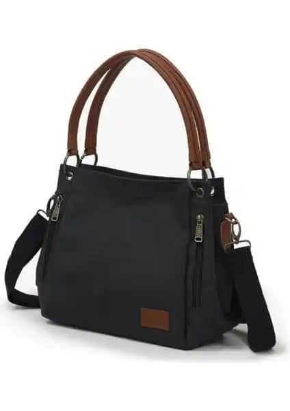 Cappadocia Vintage 3230 Phaselis Kan Siyah Suya Dayanıklı Kanvas Omuz Çanta