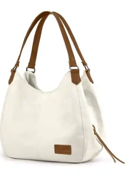 Cappadocia Vintage 3286 Lonia Kadın Açık Krem Ekru Kanvas Günlük Omuz Çantası