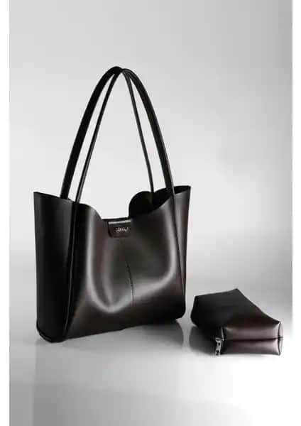 Densila Kadın Kahverengi Büyük Boy Makyaj Çantası Günlük ve Seyahat Kullanımı İçin Uygun