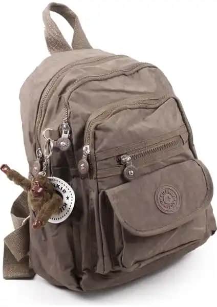 İmaks Küçük Boy Krinkıl Su Geçirmez Kadın Günlük Sırt Çantası Vizon Renkli