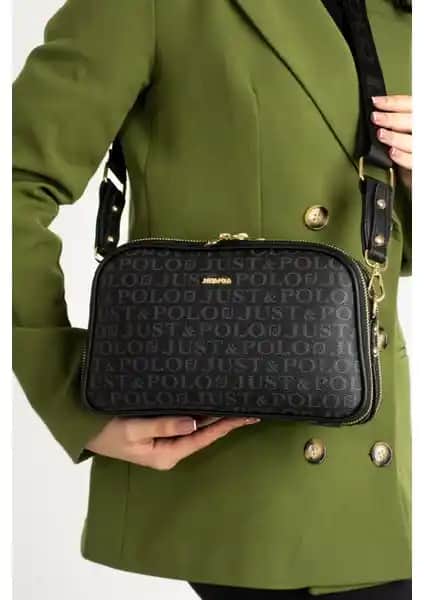 Just Polo Kadın Suya Dayanıklı Baskı Desenli 5 Bölmeli Postacı Omuz Çantası
