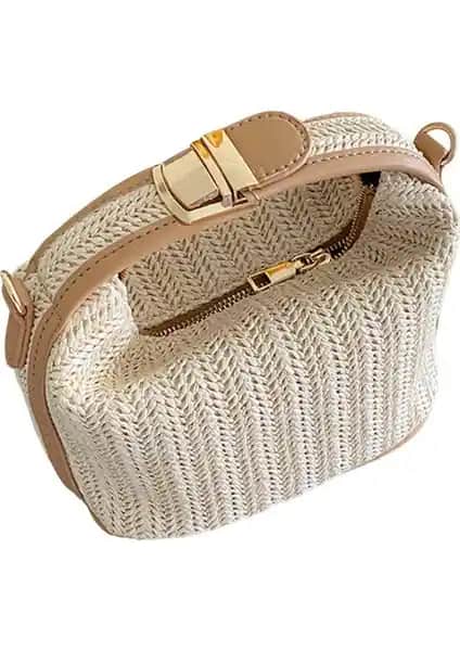 Lovoski El Dokuması Hasır Çanta Sarı - Şık ve Dayanıklı Yaz Aksesuarı