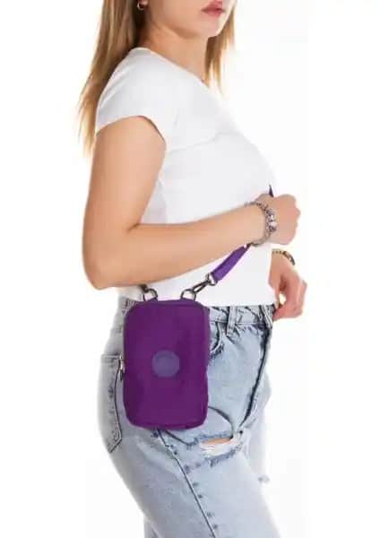 Mor Kadın Krinkıl Kumaş Telefonluk ve Günlük Kullanım Çantası Detaylı Tanıtımı