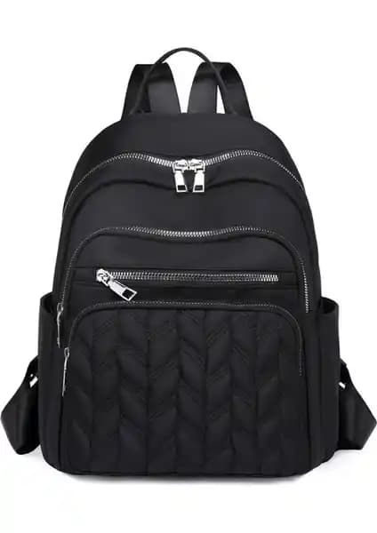 Nachen Büyük Kapasiteli Siyah Sırt Çantası Günlük Kullanım İçin Fonksiyonel ve Şık Tasarım