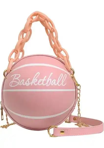 Qisem Kadın Basketbol Şekilli Mini Zincir Çanta Günlük ve Spor Kullanımına Uygun