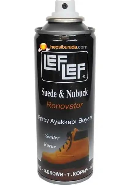 LefLef Nuri Leflef Süet Nubuk Boyası Sprey 200 ml Koyu Kahve ile Deri Yenileme