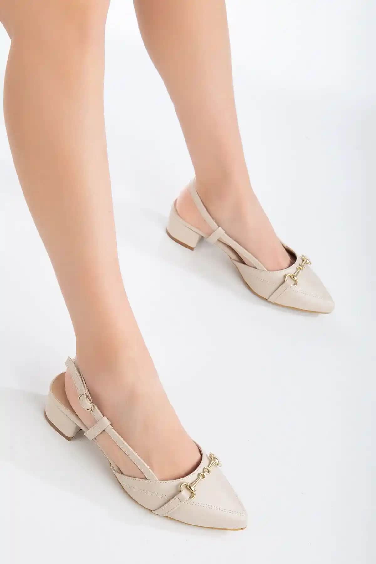 MaskButik Seza Kısa Topuklu Bej Ayakkabı Şıklık ve Konforun Buluştuğu Tasarım