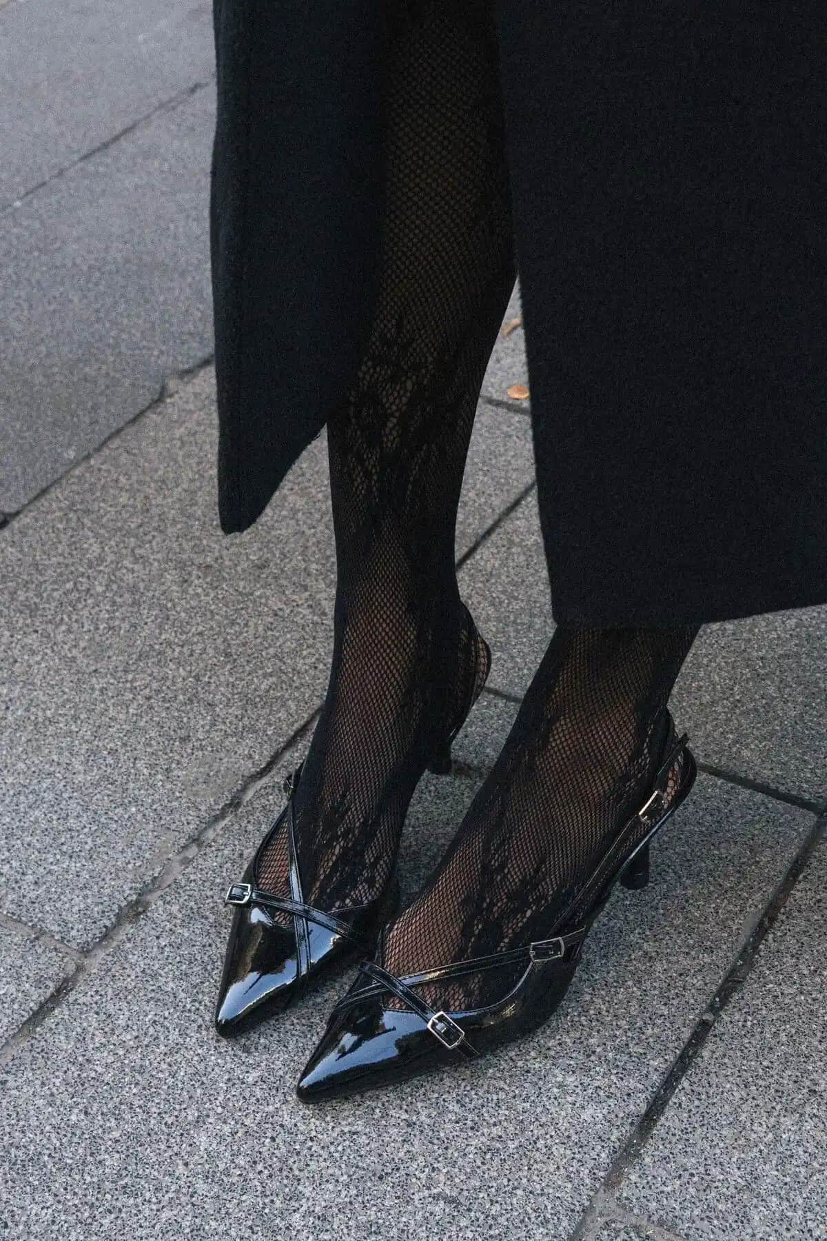 Nişantaşı Shoes Wanda Siyah Rugan Kadın Topuklu Ayakkabı Günlük ve Şık Kullanım İçin