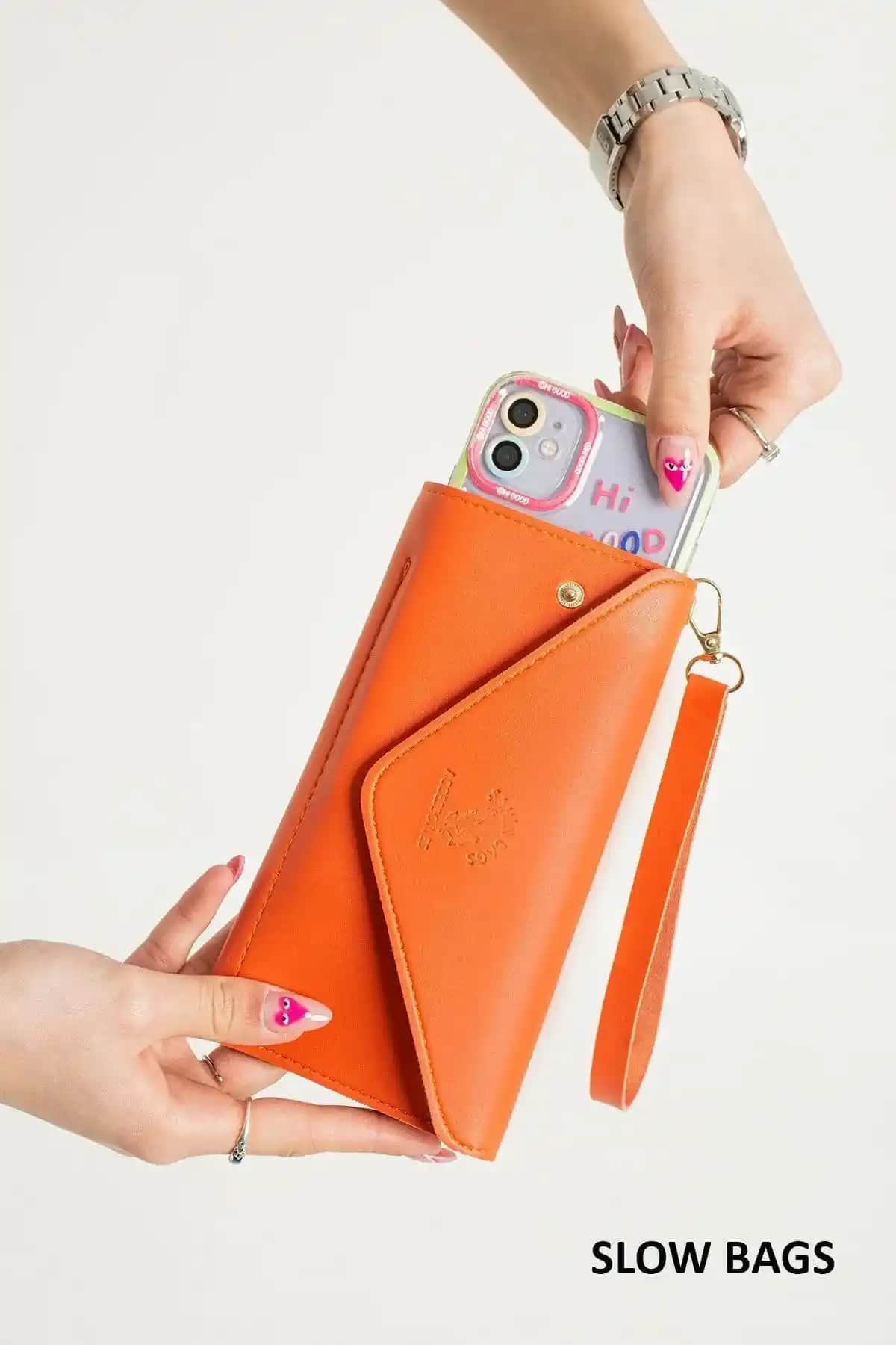 Lizzabel El Askılı Telefonluk ve Şeffafavm Turuncu Deri Cüzdan Karşılaştırması
