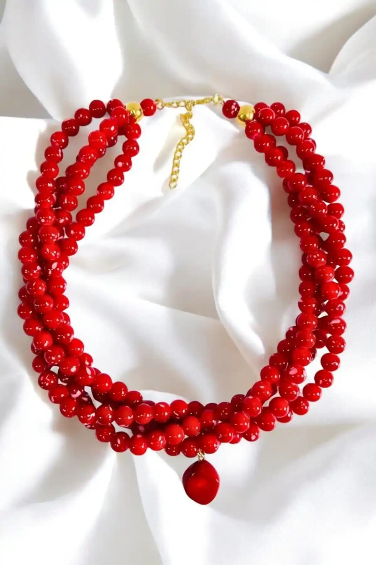 PETEK AKSESUAR Çoklu Boncuk Kolye Karşılaştırması Kırmızı ve Turuncu Modelleri