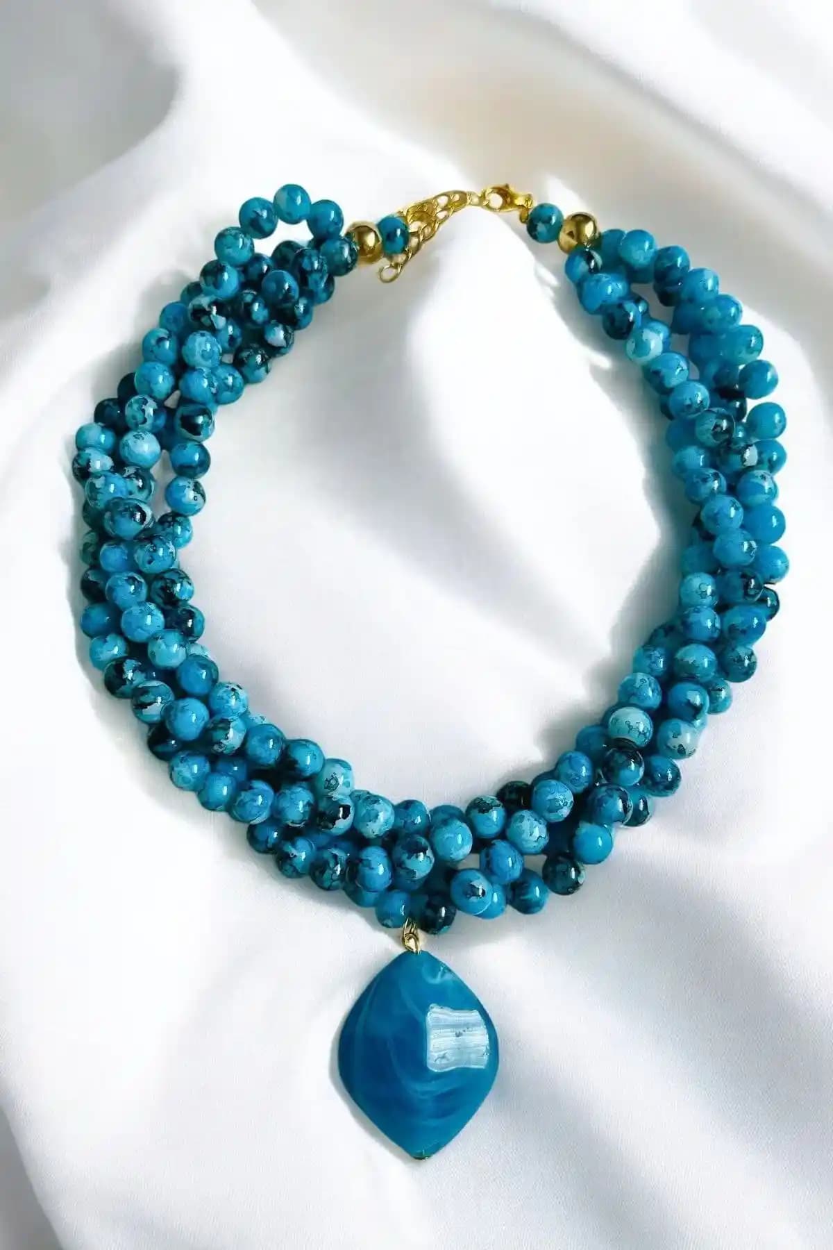 PETEK AKSESUAR Çoklu Boncuk Kolye ve Akrilik ile Doğaltaşlı Tasarımlar