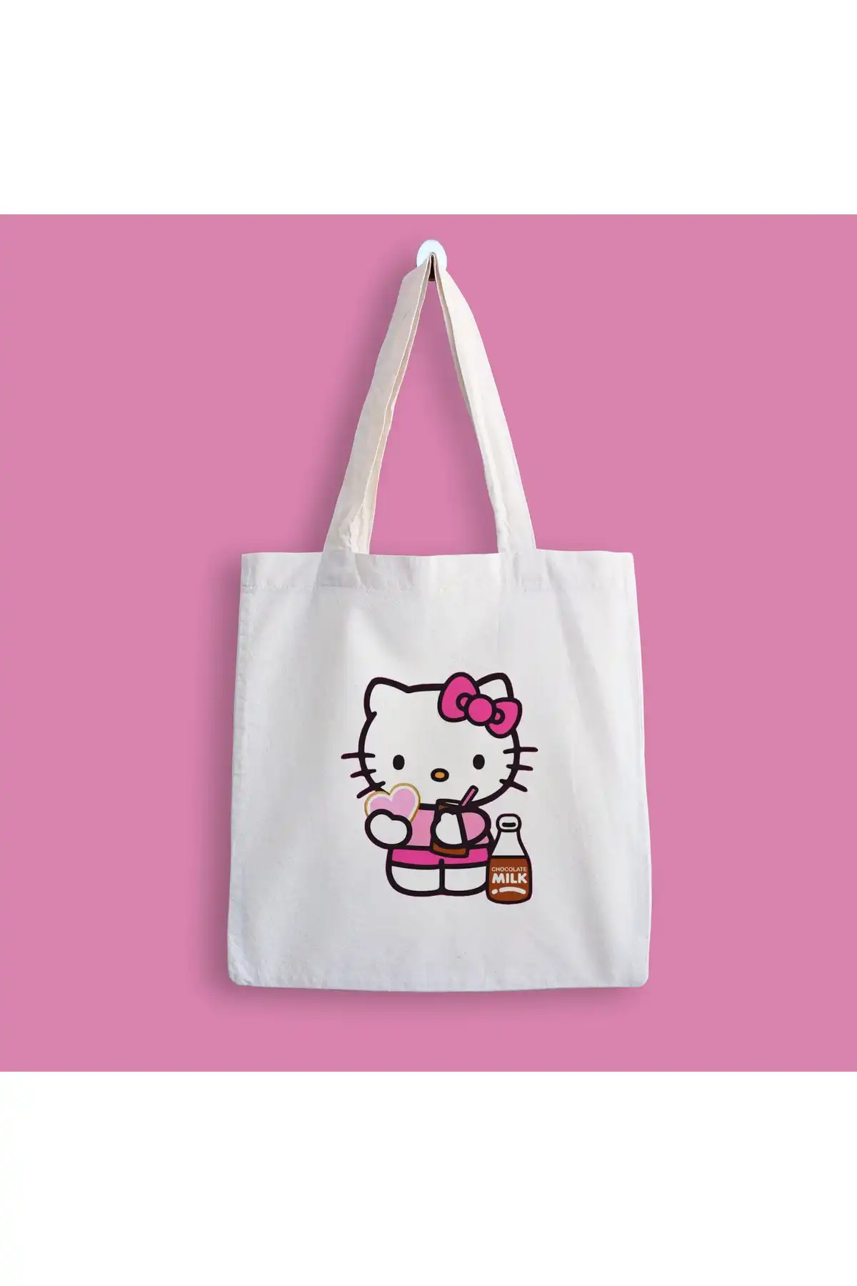 Hello Kitty Milkshake Baskılı Bez Çanta: Eğlenceli ve Fonksiyonel