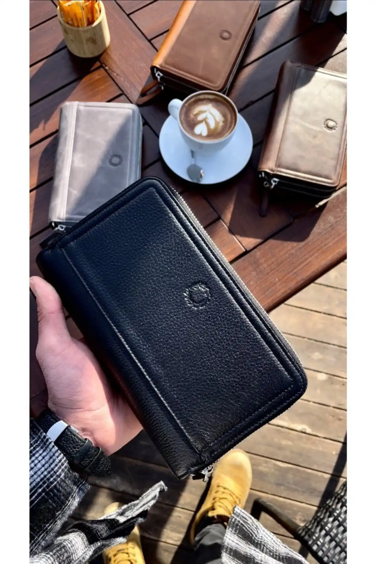 CüzCan Unisex Siyah Noti Hakiki Deri Telefon Cüzdanı ile Şıklığı Yakalayın