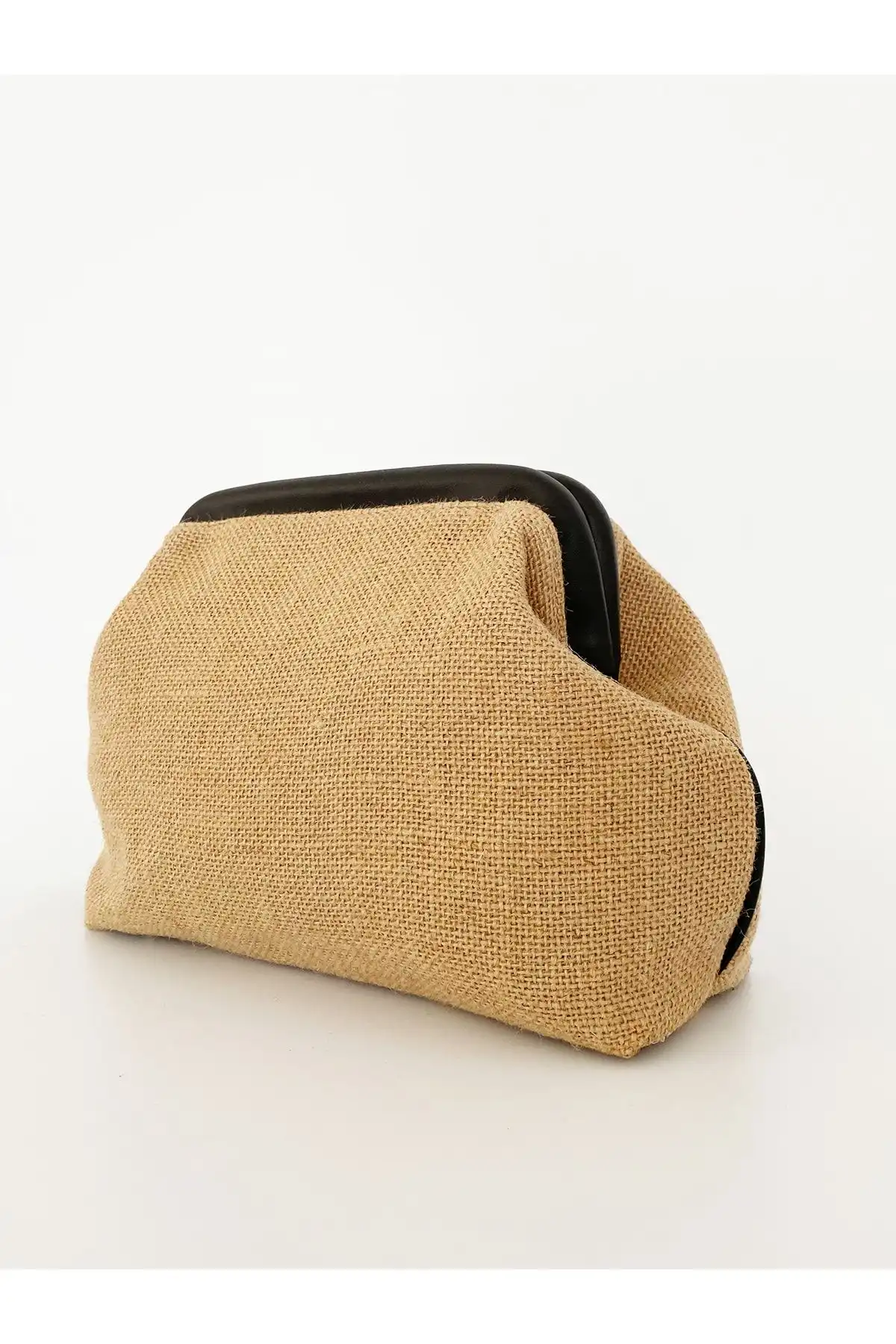 HEYBE'S Kadın Siyah Biyeli Jüt Hasır Clutch El Çantası ile Şıklık ve Fonksiyon
