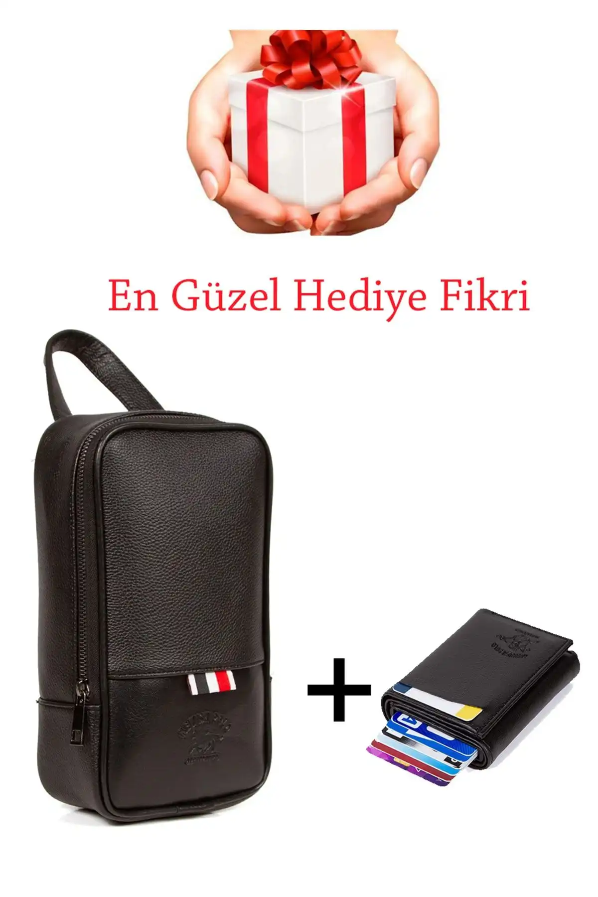 Newish Polo Adelina Erkek Siyah Seyahat Portföy ve Cüzdan Seti